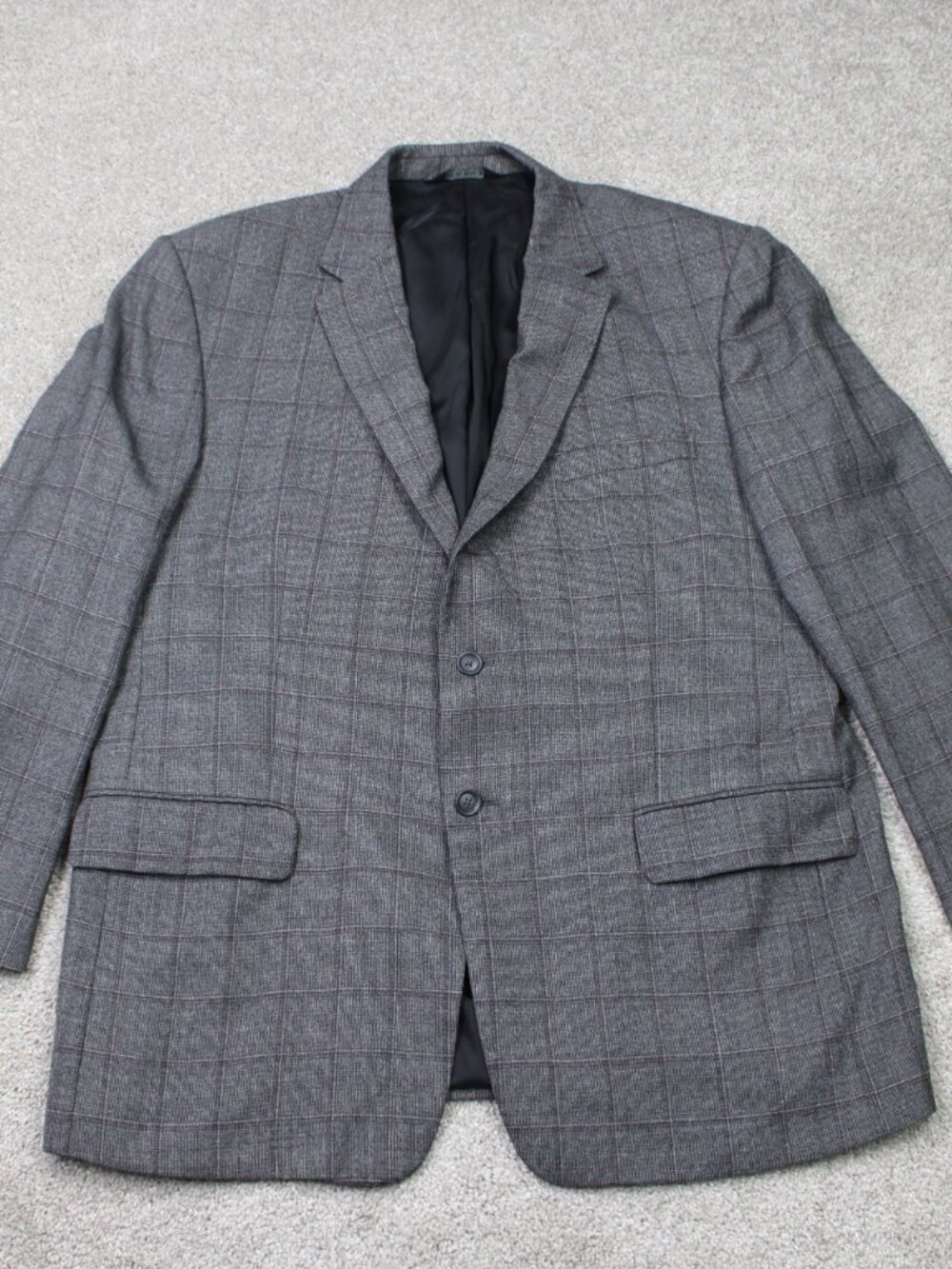 Jos. A. Bank Blazer Mens 46R Gray Tailored Fit 100% Wool Double Vent 2 Button